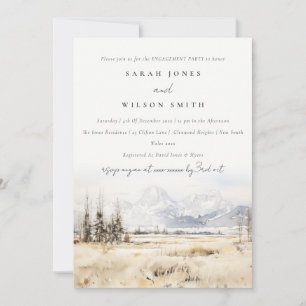 Jackson Hole Wyoming Watercolor Scape Engagement Invitation