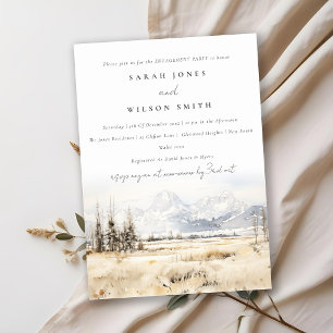 Jackson Hole Wyoming Watercolor Scape Engagement Invitation