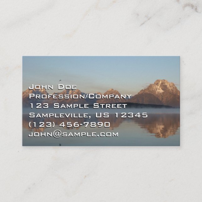 Jackson Lake Dam Reflection in Grand Teton Park Business Card (Front)