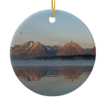 Jackson Lake Dam Reflection in Grand Teton Park Ceramic Ornament