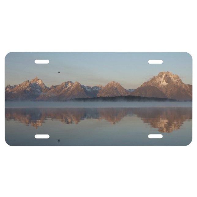 Jackson Lake Dam Reflection in Grand Teton Park License Plate (Front)