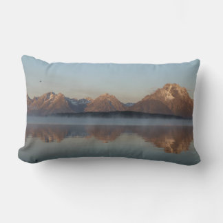 Jackson Lake Dam Reflection in Grand Teton Park Lumbar Pillow
