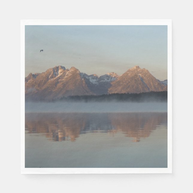 Jackson Lake Dam Reflection in Grand Teton Park Napkins (Front)