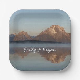 Jackson Lake Dam Reflection in Grand Teton Park Paper Plates