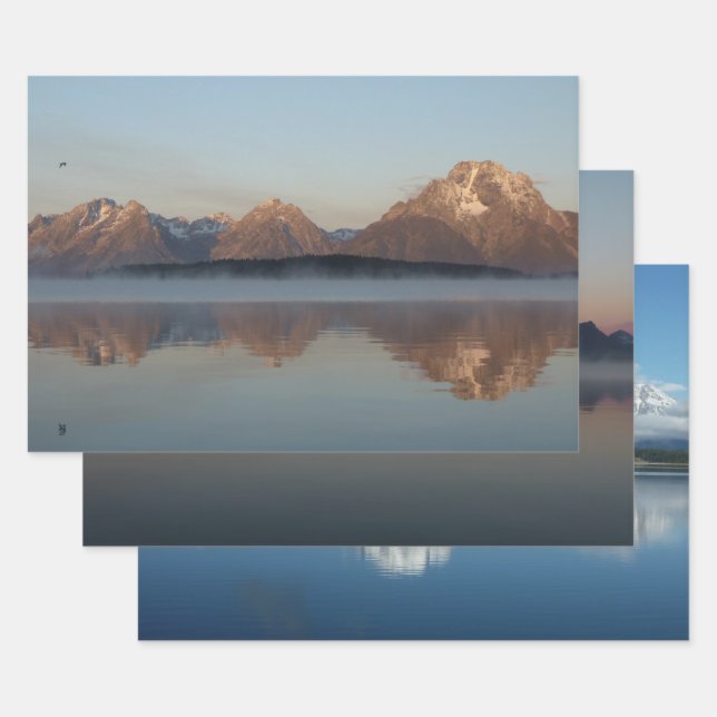Jackson Lake Dam Reflection in Grand Teton Park Wrapping Paper Sheets (Set)