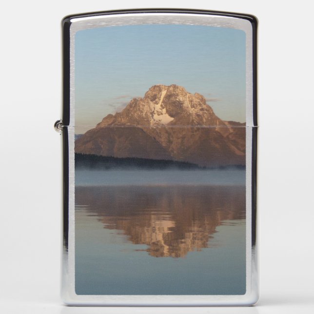 Jackson Lake Dam Reflection in Grand Teton Park Zippo Lighter (Front)