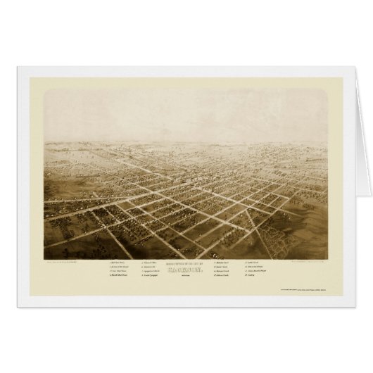 Jackson, MI Panoramic Map - 1868 Cards (Front Horizontal)