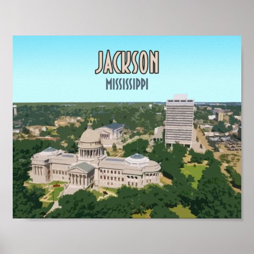 Jackson Mississippi Capital Downtown Poster
