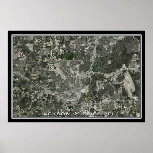 Jackson Mississippi From Space Satellite Art Poster