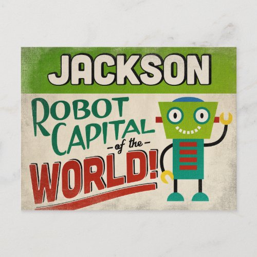 Jackson Mississippi Robot _ Funny Vintage Postcard