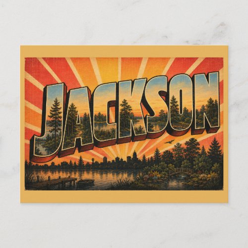 Jackson Mississippi Urban Lake Forest Art Postcard