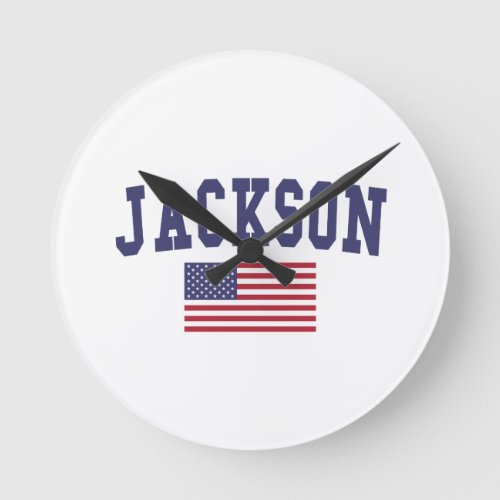 Jackson MS US Flag Round Clock