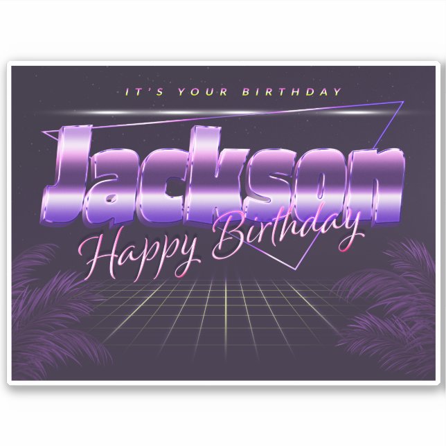 Jackson Name First Name lila retro sticker birthda (Front)