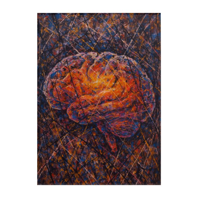 Jackson Pollock-Style Glowing Brain Acrylic Print (Front)