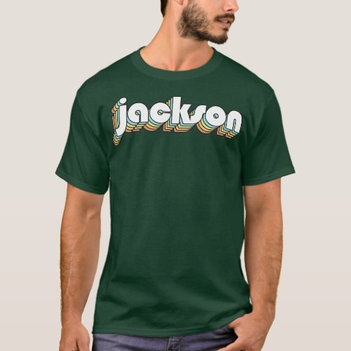 Jackson Retro Rainbow Typography Faded Style T_Shirt