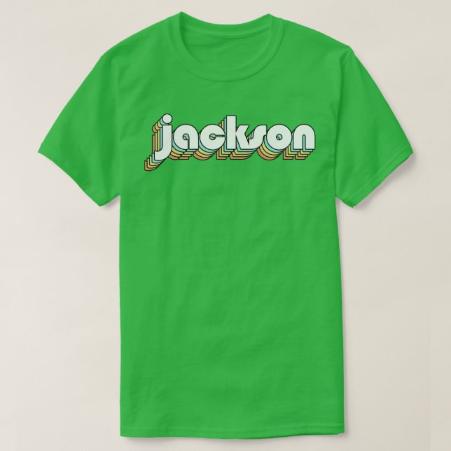 Jackson Retro Rainbow Typography Faded Style T-Shirt (Design Front)