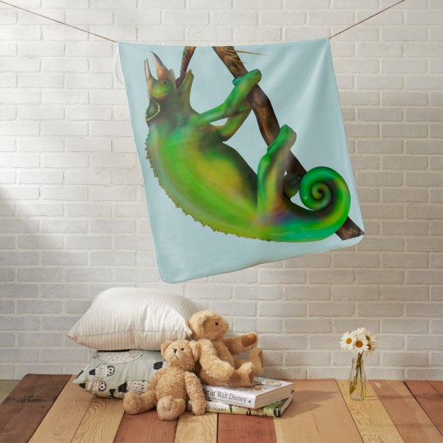 Jackson’s Chameleon Aiming  Baby Blanket (In Situ)
