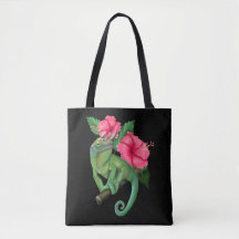 Jackson’s Chameleon with Hibiscus
