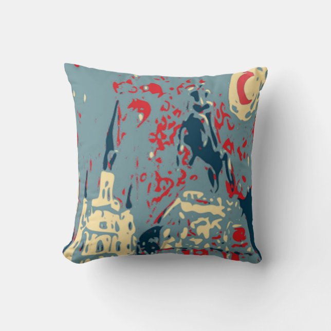 Jackson Square, French Quarter, Night in Blues Throw Pillow (Front)