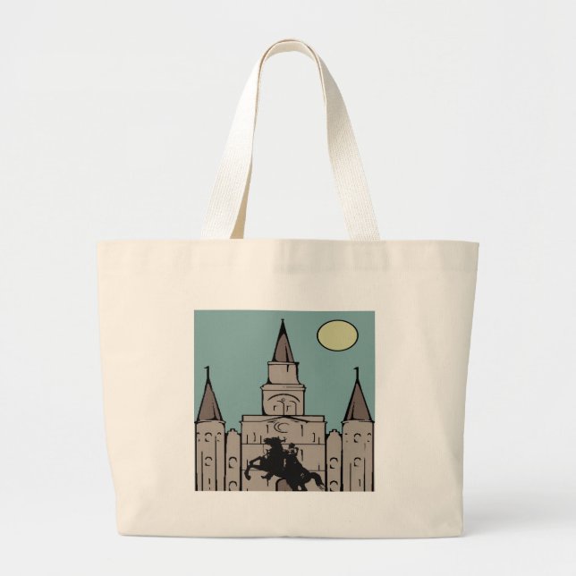 Jackson Square French Quarter Poster Large Tote Bag (Front)