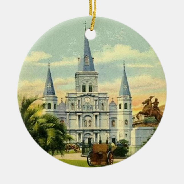 Jackson Square New Orleans Ceramic Ornament (Front)