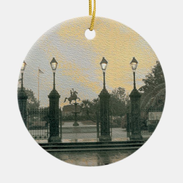 Jackson Square New Orleans Ceramic Ornament (Front)