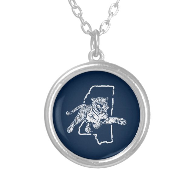 Jackson State Tigers Silver Plated Necklace (Front)