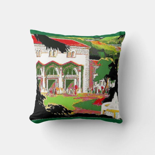 Jackson Statue in Square Throw Pillow (Front)