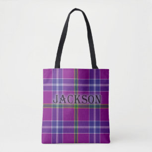 Jackson Tartan with the Last Name Tote Bag