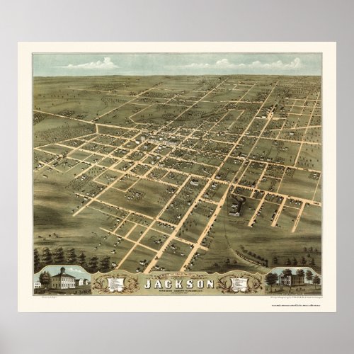 Jackson TN Panoramic Map _ 1870 Poster