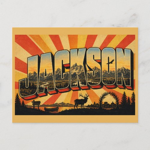Jackson WY Valley River Mountain Art Postcard