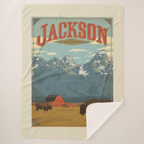 Jackson  Wyoming Sherpa Blanket