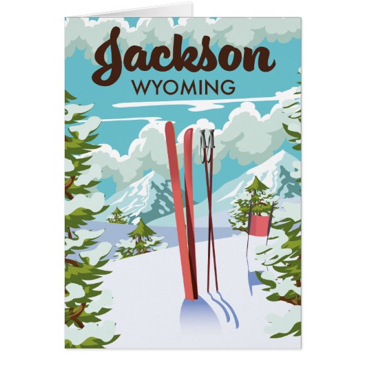 Jackson Wyoming ski poster Cards (Front)