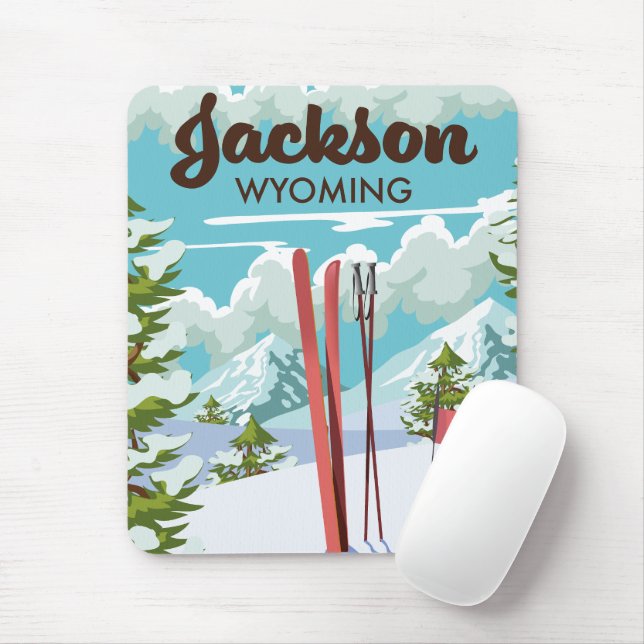 Jackson Wyoming ski poster Mouse Pad (With Mouse)