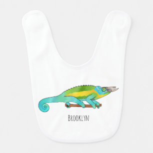 Jackson's chameleon cartoon illustration baby bib