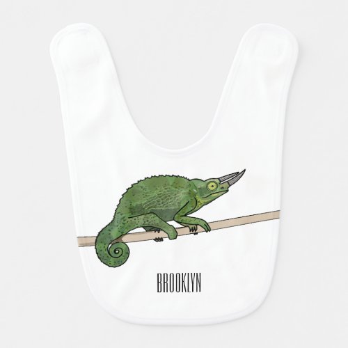 Jacksons chameleon cartoon illustration baby bib