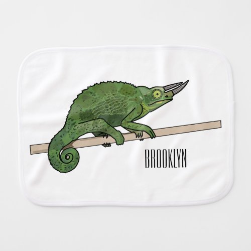 Jacksons chameleon cartoon illustration baby burp cloth