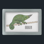 Jackson's chameleon cartoon illustration belt buckle<br><div class="desc">Jackson's chameleon cartoon illustration</div>