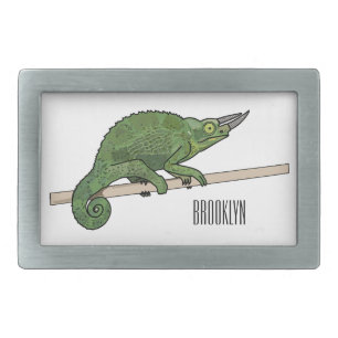 Jackson's chameleon cartoon illustration belt buckle