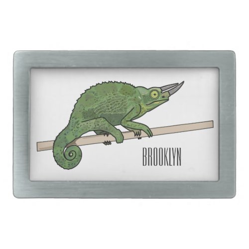 Jacksons chameleon cartoon illustration belt buckle