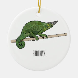 Jackson's chameleon cartoon illustration ceramic ornament