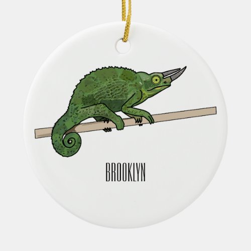 Jacksons chameleon cartoon illustration ceramic ornament