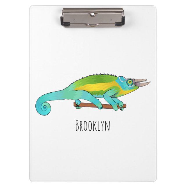 Jackson's chameleon cartoon illustration clipboard (Front)
