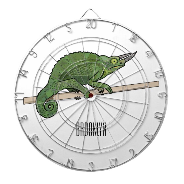 Jackson's chameleon cartoon illustration dart board (Front)