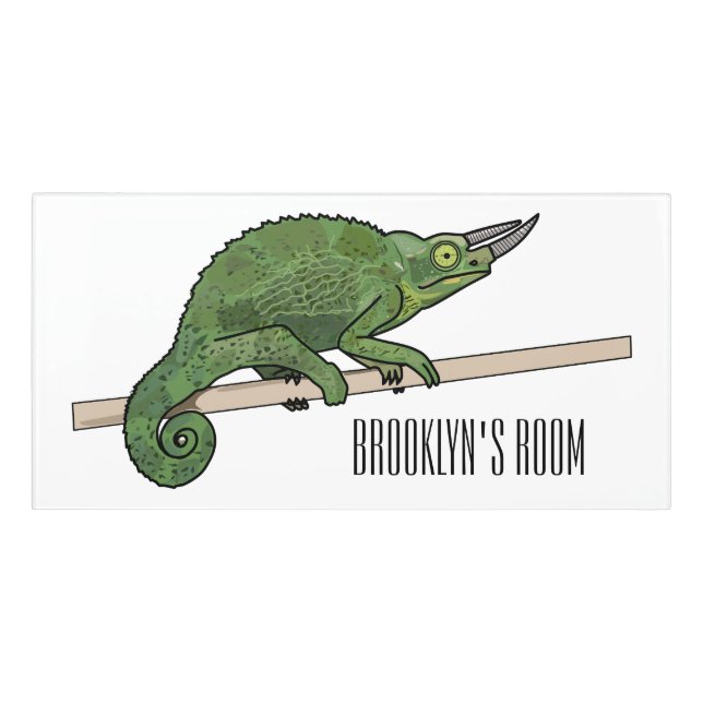 Jackson's chameleon cartoon illustration door sign (Classic Front)