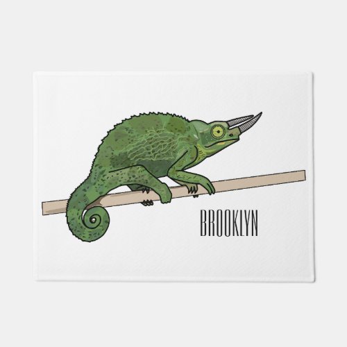 Jacksons chameleon cartoon illustration doormat