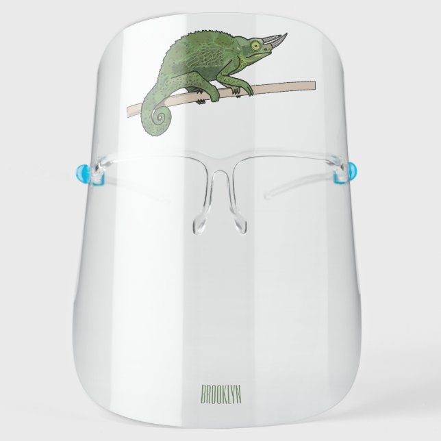 Jackson's chameleon cartoon illustration face shield (Front)