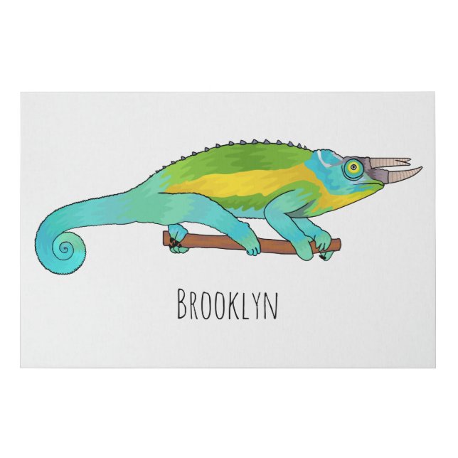 Jackson's chameleon cartoon illustration faux canvas print (Front)
