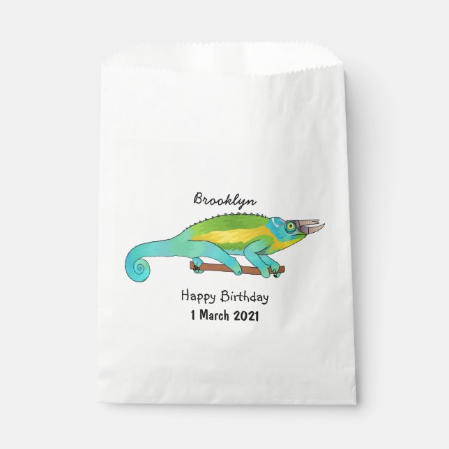 Jackson's chameleon cartoon illustration favor bag (Front)