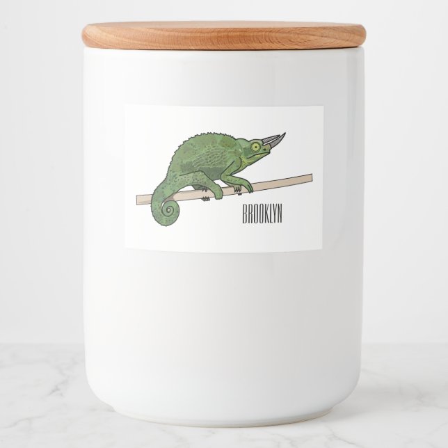 Jackson's chameleon cartoon illustration food label (Front)
